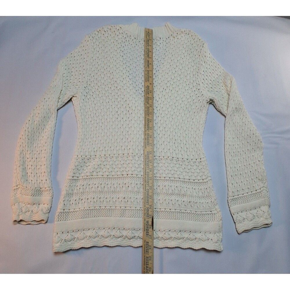 Eddie Bauer Cream 100% Cotton Knit L/S Cardigan Sweater Button Front Size TL - Picture 6 of 10
